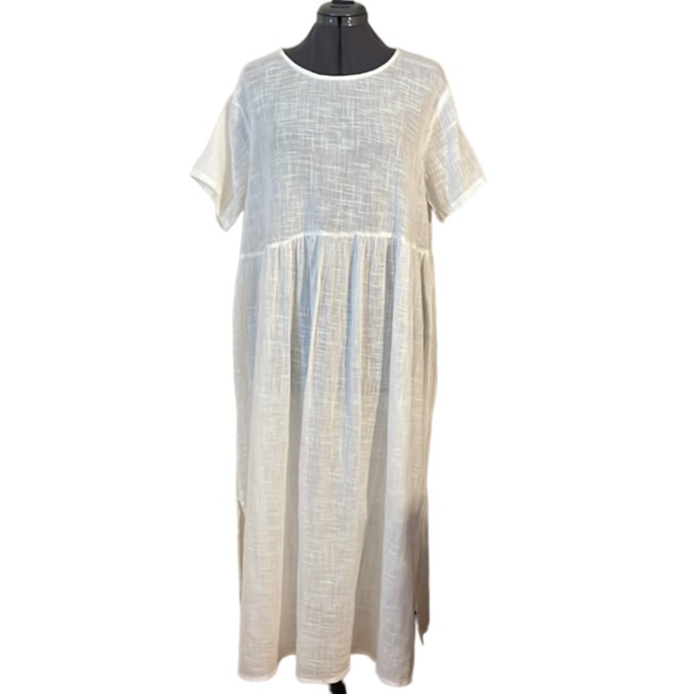Free Love White Cotton Gauzy Maxi Dress Free Size